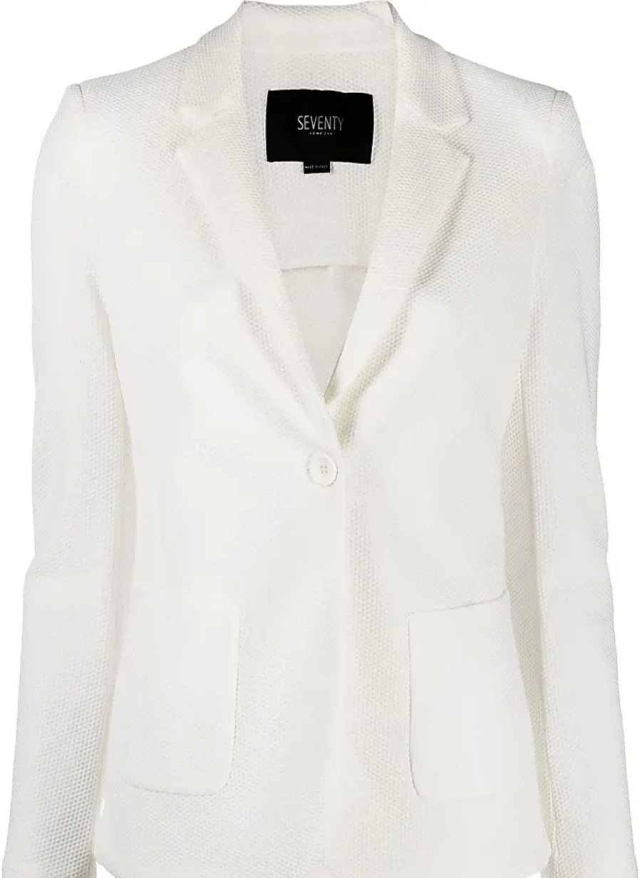 Femmes Reiss Costumes | Blazer Finition Texturee - Femme - Elasthanne/Polyamide/Polyamide - 38 - Blanc