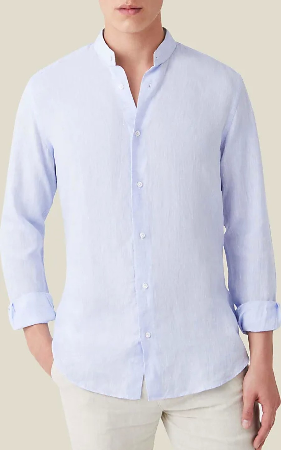 Hommes Luca Faloni Chemises | Chemise En Lin Versilia Bleu Ciel