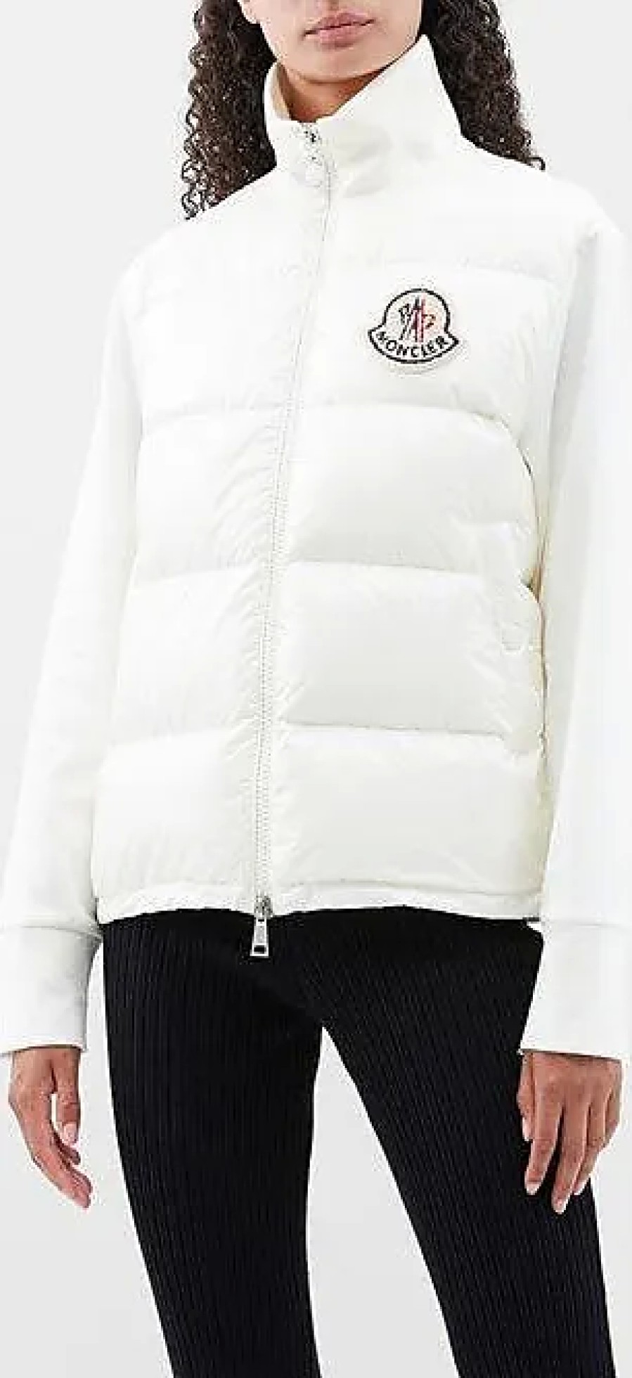 Femmes Moncler Vestes | Veste A Panneaux Matelasses En Tricot De Coton