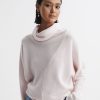 Femmes Raey Chandails | Eva - Pull A Col Roule En Laine Melangee Gris Clair, Xs