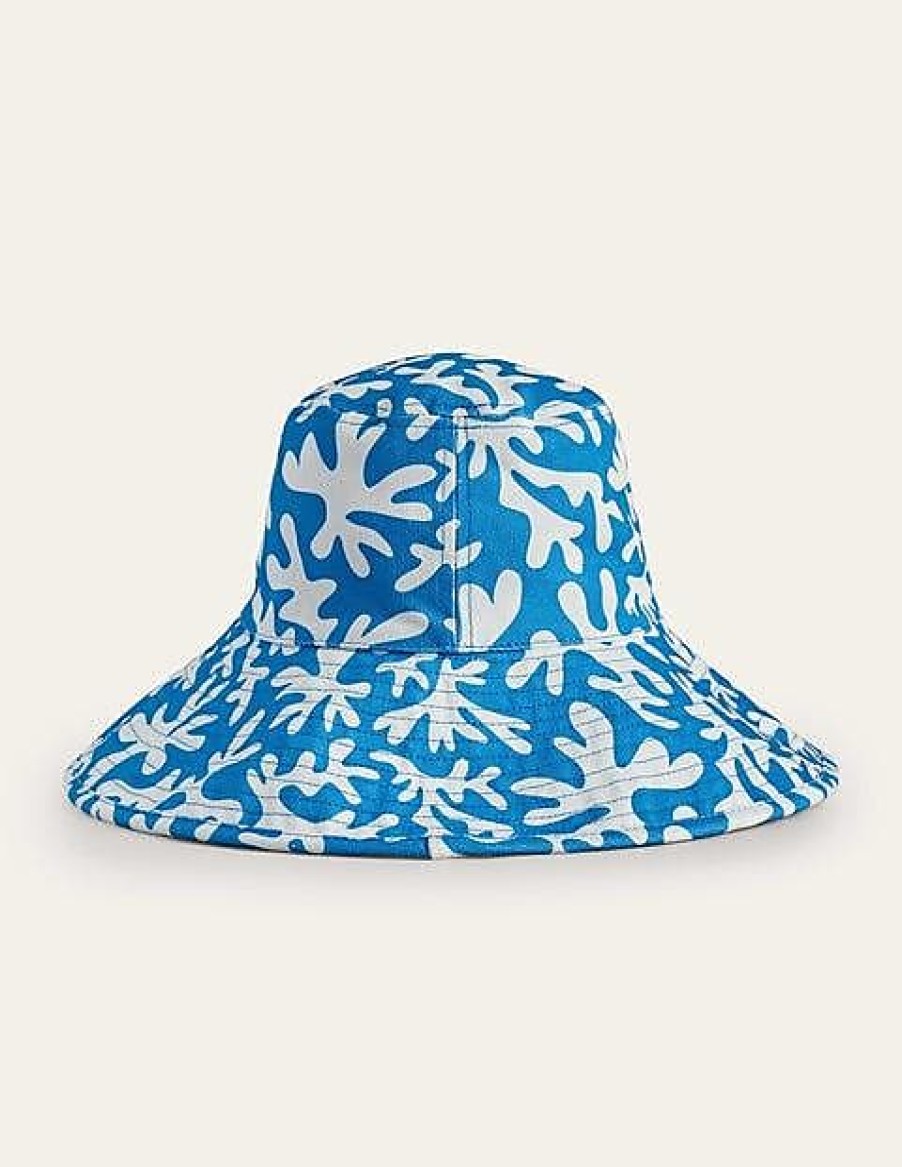 Femmes Alanui Chapeaux | Bob En Toile Imprimee Bleu Corail Femme Boden