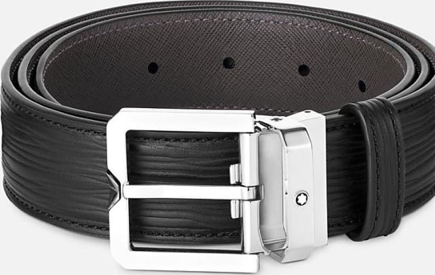 Hommes Ferragamo Ceintures | Ceinture En Cuir Noire 35 Mm