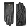 Femmes Beau Stockholm Gants | Gant Tactile En Cuir Avec Logo Ovale (Noir) Gants Gore-Tex