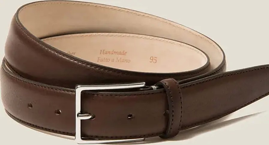 Hommes Luca Faloni Ceintures | Ceinture En Cuir De Veau Marron Fonce