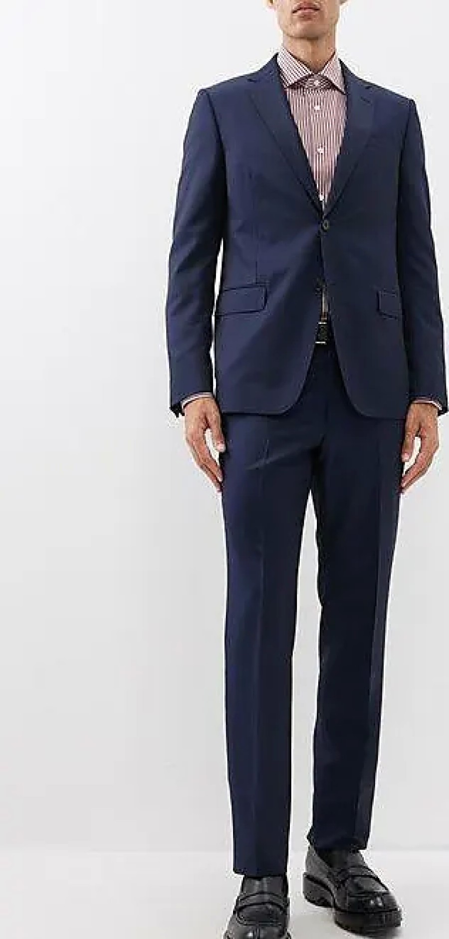 Hommes Paul Smith Costumes | Zegna - Costume A Simple Boutonnage En Laine Melangee - Homme - Marine Fonce