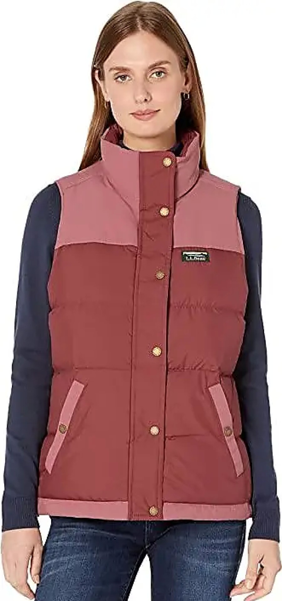 Femmes LLBean Gilets | Mountain Classic Down Vest Color-Block (Bourgogne/Bois De Rose Clair) Vetements Pour Femmes