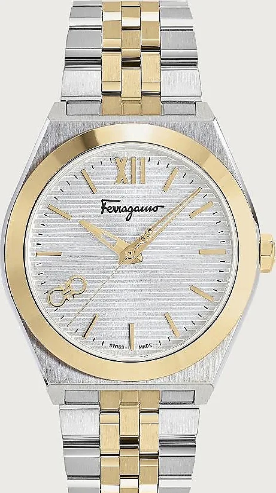 Femmes Ferragamo Montres | Montre Homme Vega Ip Or Jaune/Acier/Blanc