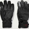 Femmes Beau Stockholm Gants | Gants De Ski En Cuir Rembourres Brodes - Noir - Petit, Moyen, Grand