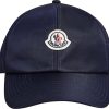 Femmes Moncler Casquettes | Casquette De Baseball En Satin Bleu Taille Unique