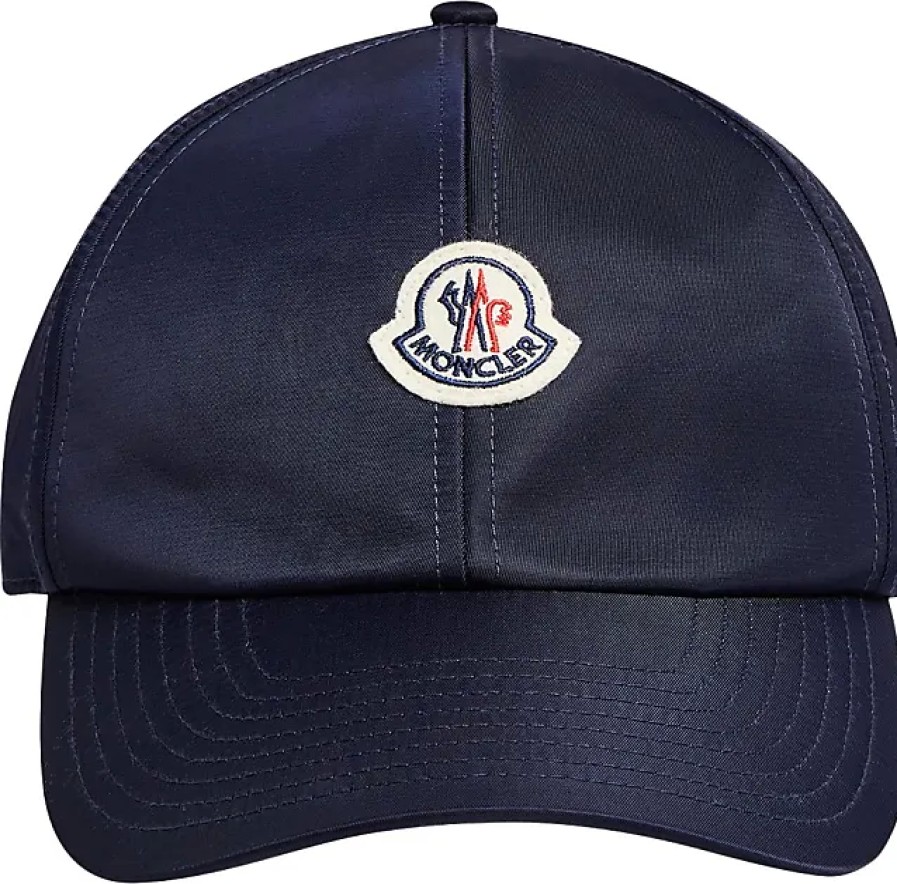 Femmes Moncler Casquettes | Casquette De Baseball En Satin Bleu Taille Unique