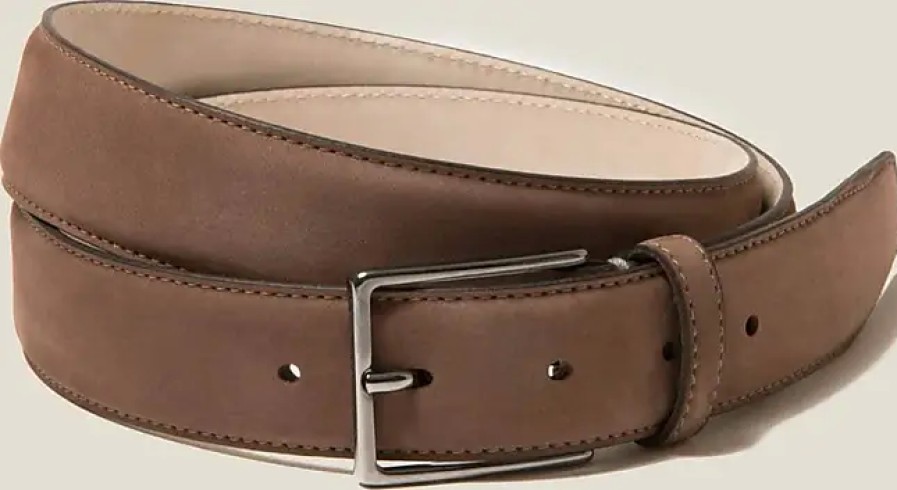 Hommes Luca Faloni Ceintures | Ceinture En Nubuck Marron Noisette