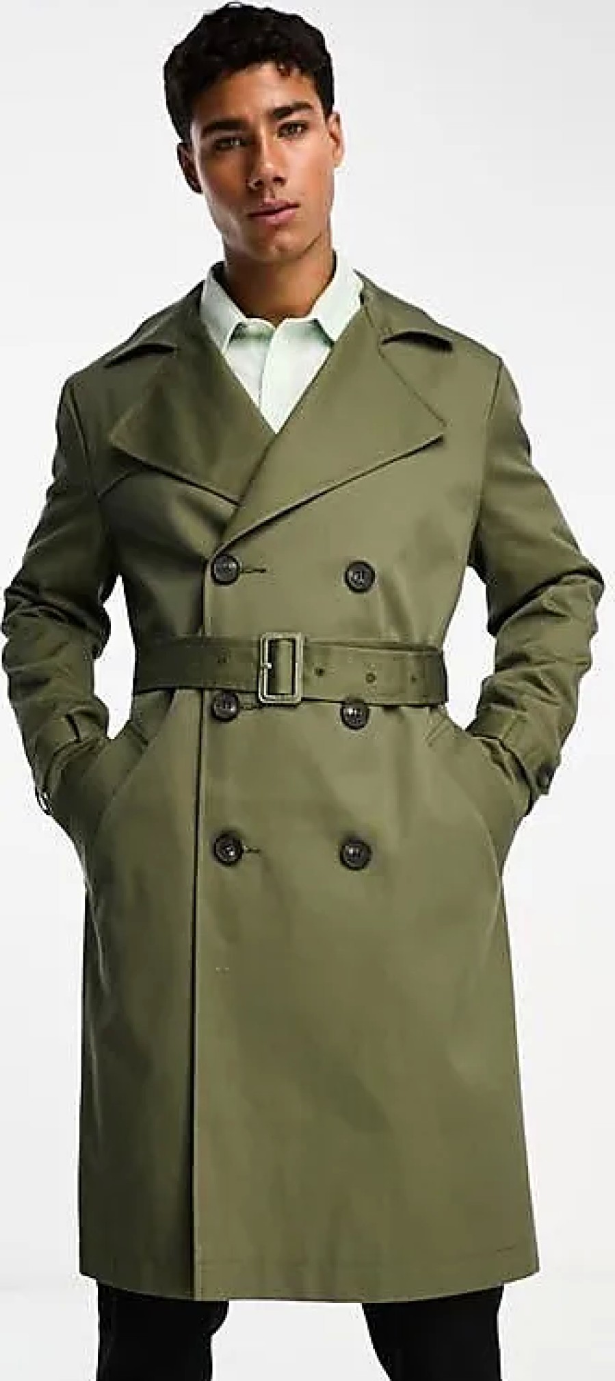 Hommes Raey Manteaux | Trench-Coat En Kaki Chez Nordstrom, Taille Moyenne