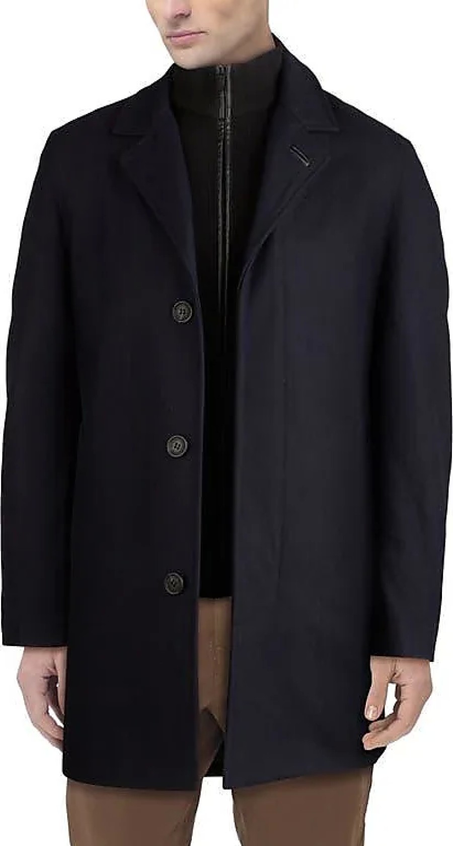 Hommes La face nord Manteaux | Manteau En Laine Melangee Avec Bavoir En Tricot Incruste En Bleu Marine Chez Nordstrom, Taille X-Large