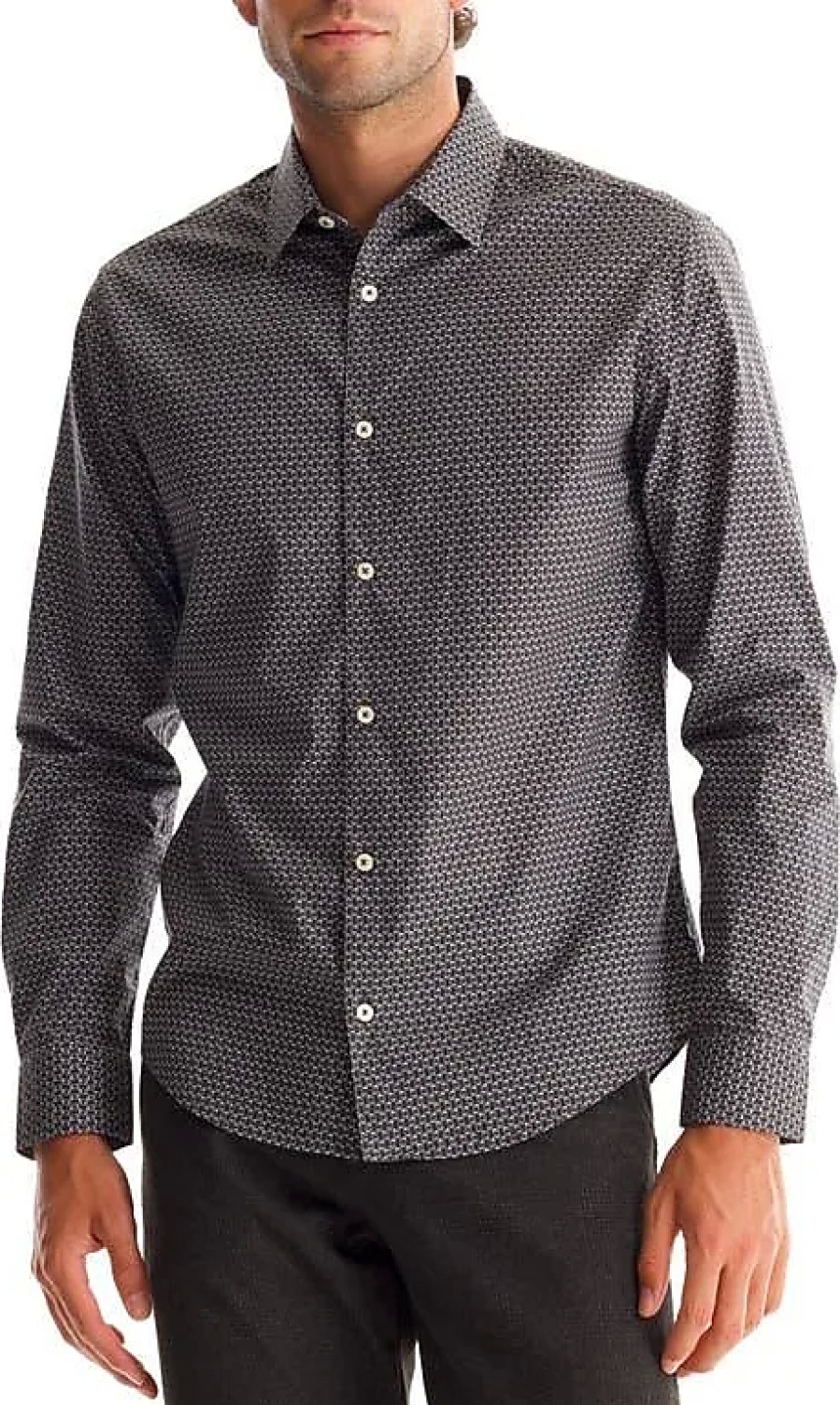 Hommes Luca Faloni Chemises | Chemise Habillee A Imprime Italien Doux En Charbon De Bois Hex Chez Nordstrom, Taille Petite