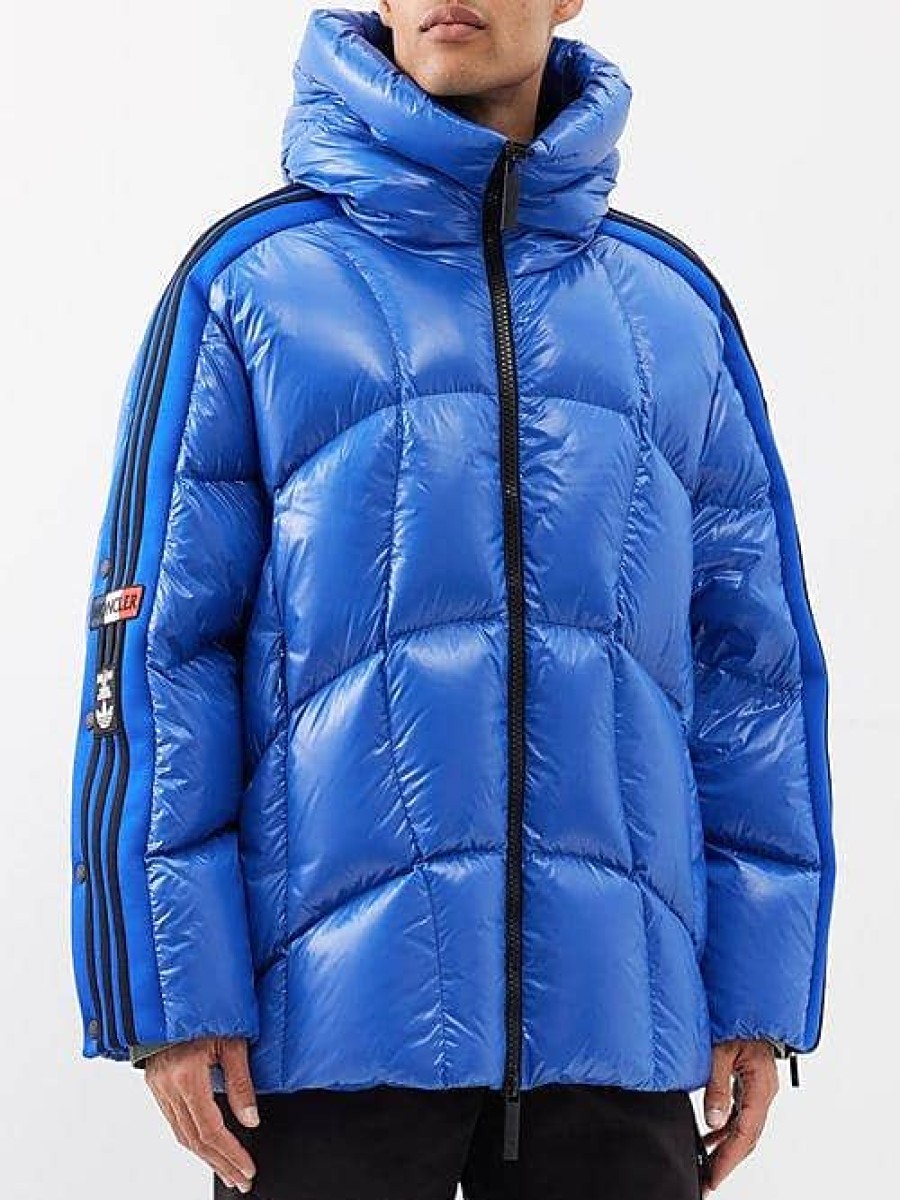 Hommes Jointures d'orignal Manteaux | Moncler X Adidas Originals - Manteau Matelasse Beiser En Nylon Laque - Hommes - Bleu