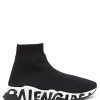 Femmes Balenciaga Chaussures D'Ete | Baskets Speed Graffiti-Print - Femme - Noir Blanc