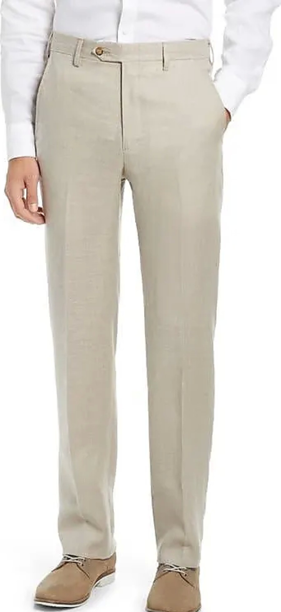 Hommes Reiss Costumes | Pantalon Habille En Lin A Devant Plat Pour Hommes En Beige Chez Nordstrom, Taille 32