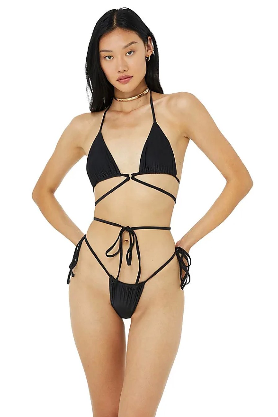 Femmes Alo Yoga Maillots De Bain | Haut De Bikini Tatum Alo X Frankies En Noir, Taille : Medium