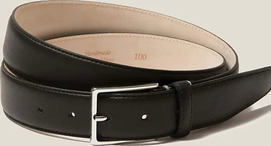 Hommes Ferragamo Ceintures | Ceinture En Cuir De Veau Noir