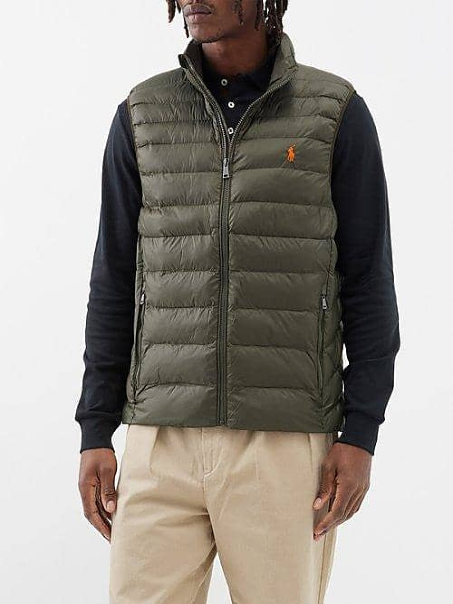 Hommes Moncler Gilets | Gilet Matelasse Pliable A Logo Brode