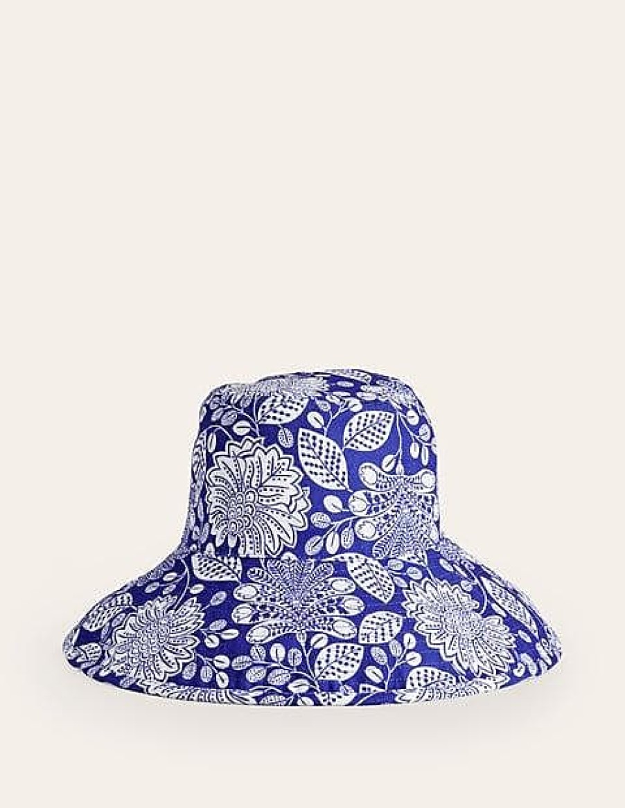 Femmes Alanui Chapeaux | Bob En Toile Imprimee Bleu Vif, Gardenia Swirl Femme Boden