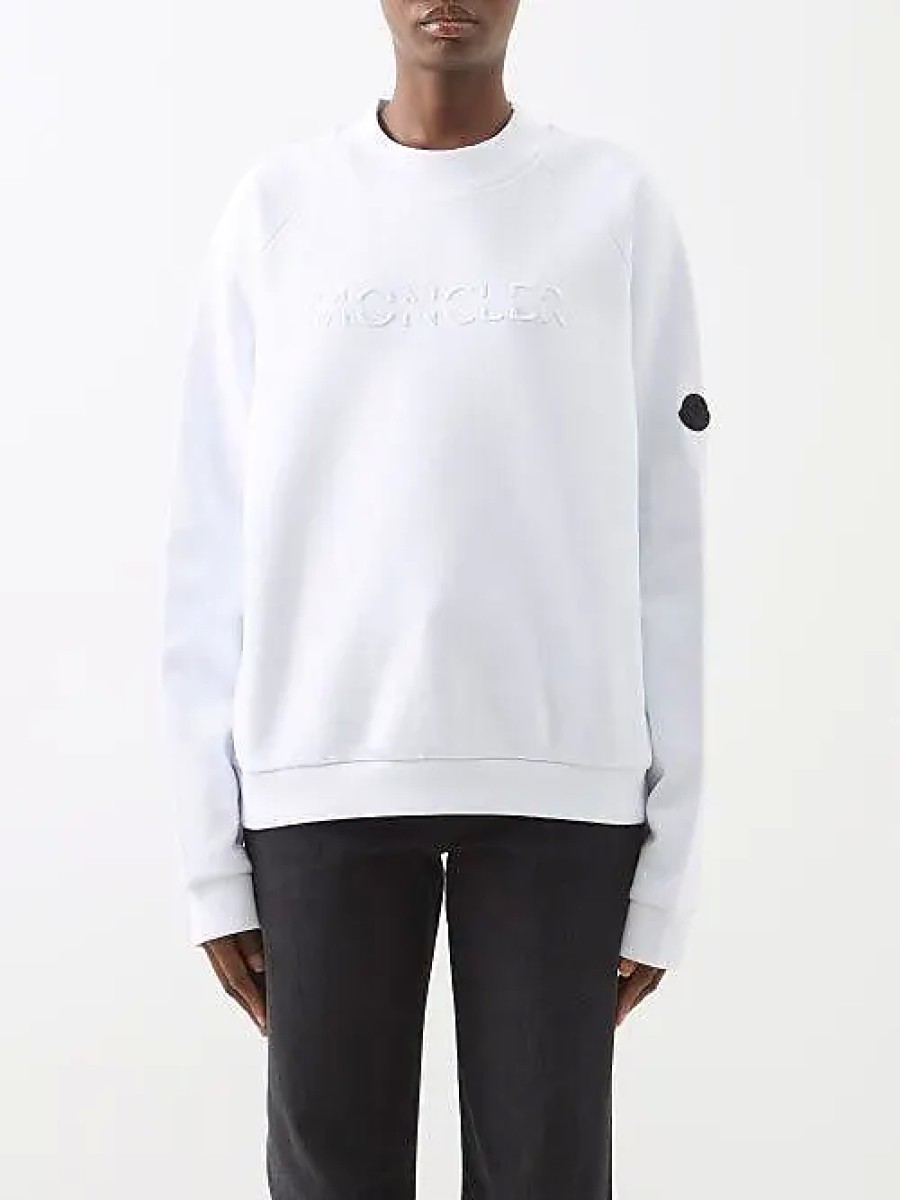 Femmes Moncler Chandails | Sweat-Shirt En Jersey De Coton A Logo Brode