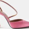 Femmes Christian Louboutin Chaussures En Cuir | Daccori - Escarpins En Satin Ornes De Cristaux Saturn 90 - Femme - Rose Clair