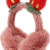 Femmes CC Cache-Oreilles | Femmes Filles Cache-Oreilles En Peluche Hiver Chaud Cache-Oreilles Chic Fraise Cache-Oreilles