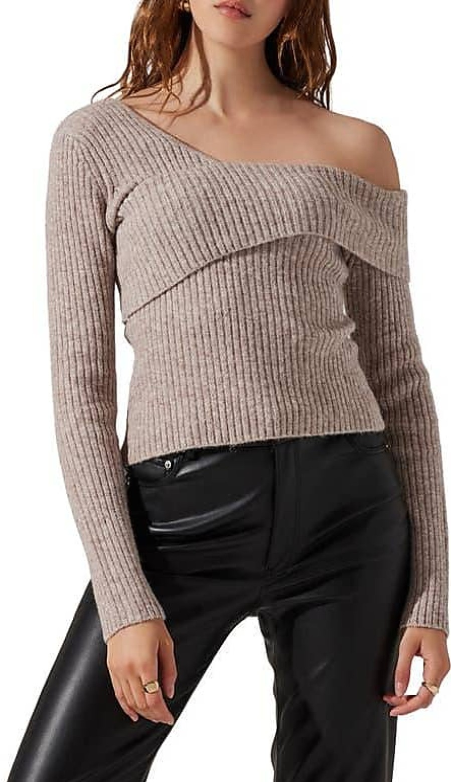 Femmes Reiss Chandails | Pull Cotele Asymetrique A Une Epaule En Taupe Chez Nordstrom, Taille X-Small