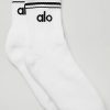 Hommes Alo Yoga Sous-Vetement | Chaussettes Half-Crew Throwback En Blanc/Noir, Taille : Medium