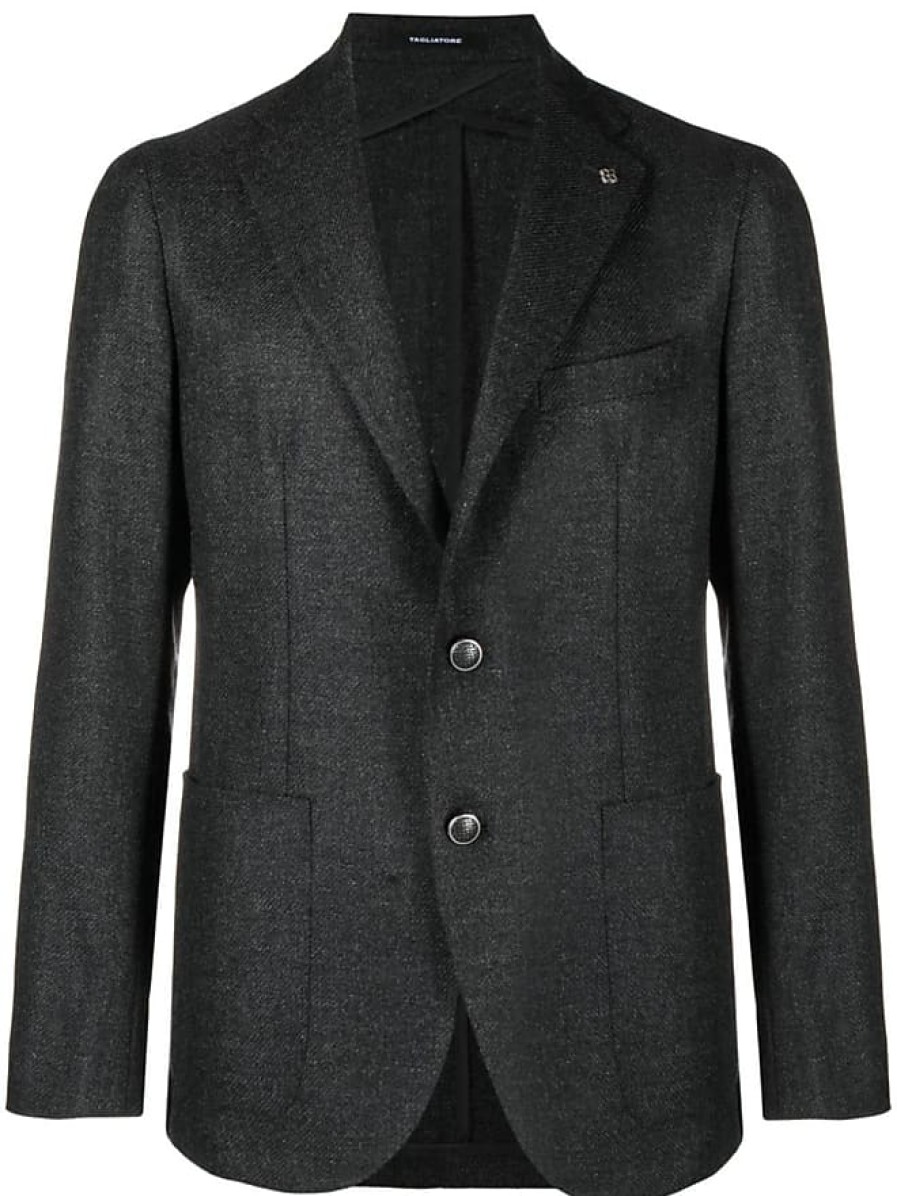 Femmes Burberry Costumes | Blazer A Simple Boutonnage Avec Plaque Logo - Homme - Cupro/Cachemire/Laine Vierge - 50 - Gris