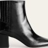 Femmes Tous les saints Bottines | Bottines En Cuir A Talon Carre Noir Verni Femme Boden