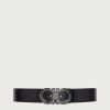 Hommes Ferragamo Ceintures | Ceinture Gancini Reversible Et Ajustable Homme Noir/Auburn Taille 105Cm