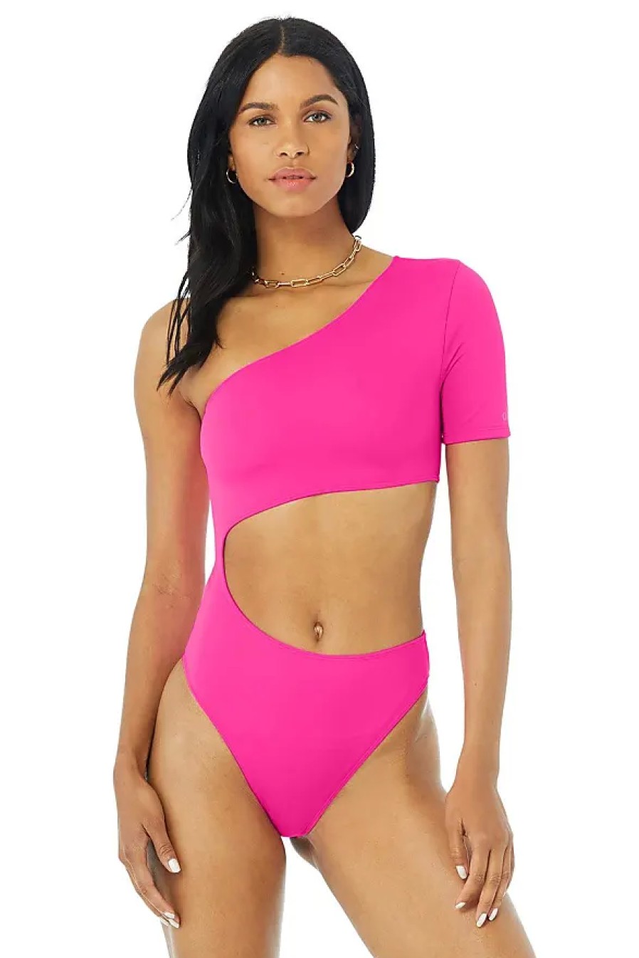 Femmes Alo Yoga Maillots De Bain | Maillot De Bain Une Piece Body Wave En Rose Fluo, Taille : 2Xs