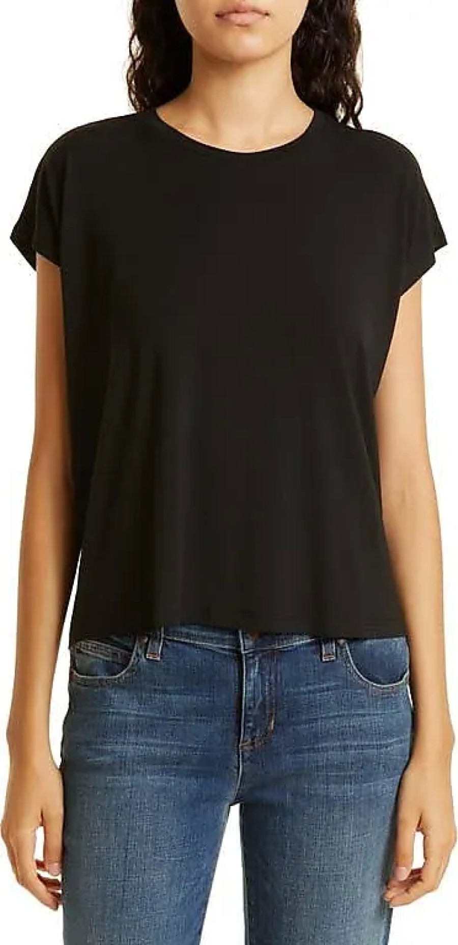 Femmes Vêtements Vuori T-Shirts | T-Shirt En Jersey Extensible A Col Rond En Noir Chez Nordstrom, Taille X-Small