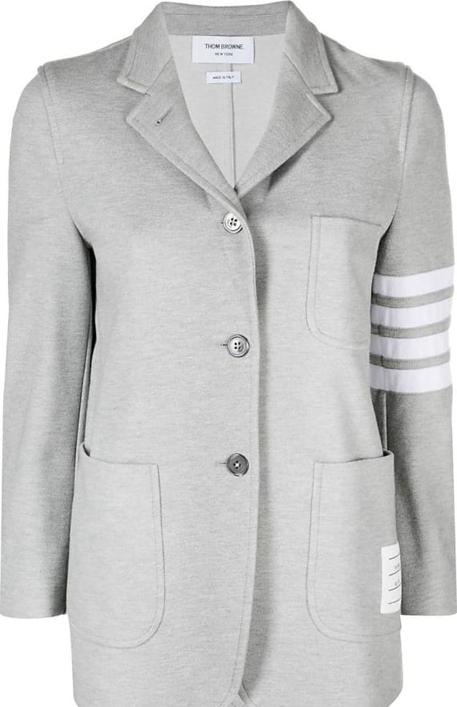 Femmes Burberry Costumes | Blazer Raye A 4 Barres - Femme - Coton - 40 - Gris