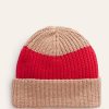 Femmes Syhood Chapeaux D'Hiver | Bonnet Color Block Rouge Brillant/Camel Femme Boden