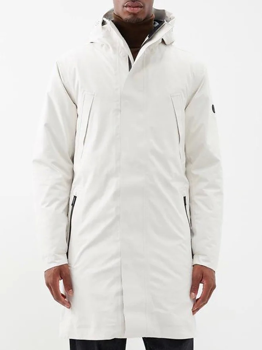 Hommes Woolrich Manteaux | Alphatauri - Parka A Capuche Pliable Koov - Hommes - Blanc Casse