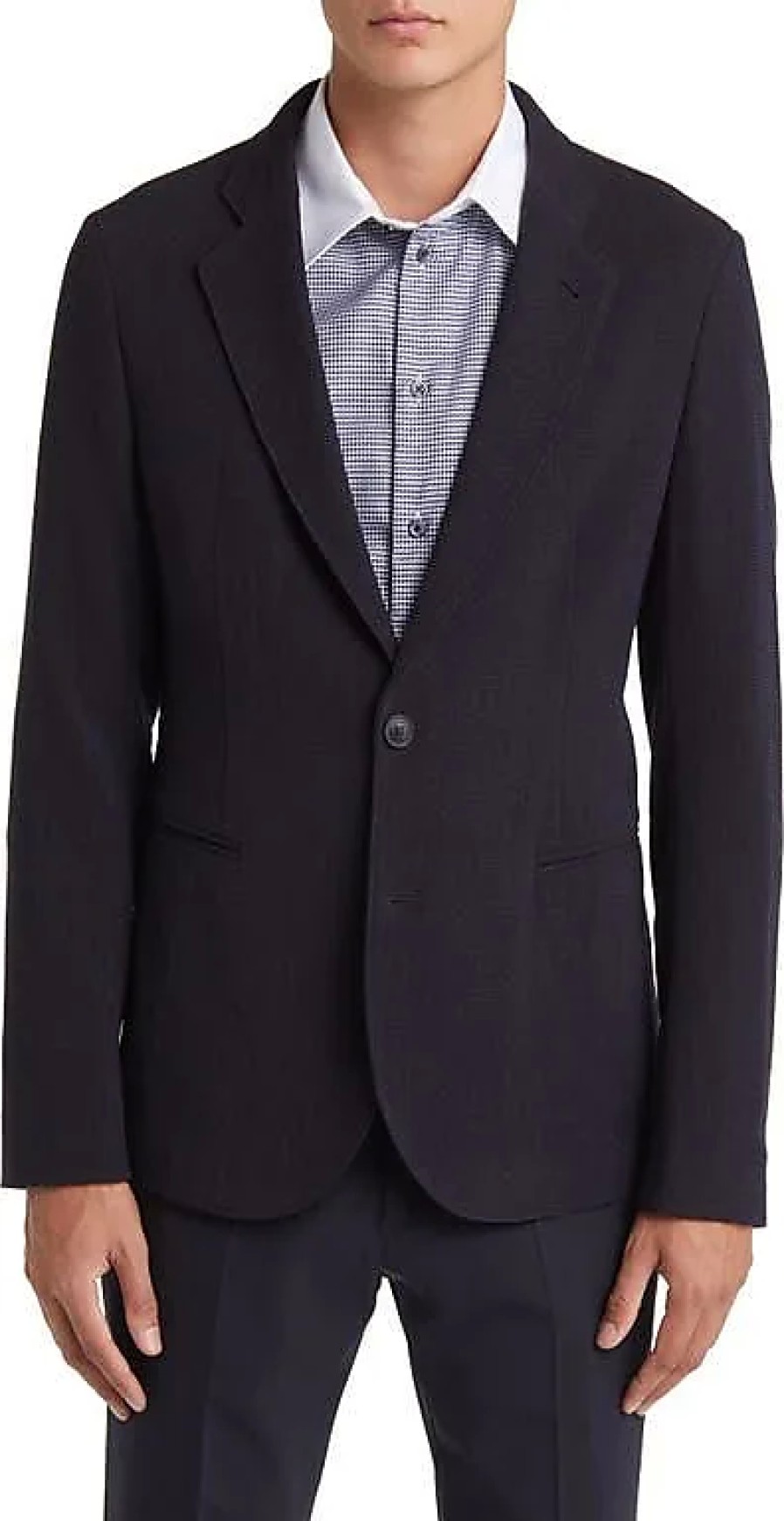 Hommes Alexandre McQueen Costumes | Manteau De Sport En Laine Vierge Texturee En Noir/Marine Chez Nordstrom, Taille 38 Us