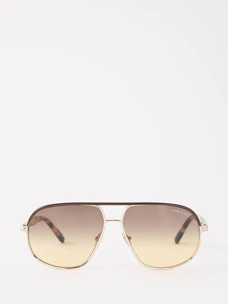 Hommes Ray-Ban Des Lunettes De Soleil | Lunettes De Soleil En Metal Maxwell Aviator - Hommes - Or Rose