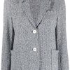 Femmes Dunhill Costumes | Blazer A Boutonnage Simple Et Revers Crante - Femme - Polyester/Coton - 42 - Bleu