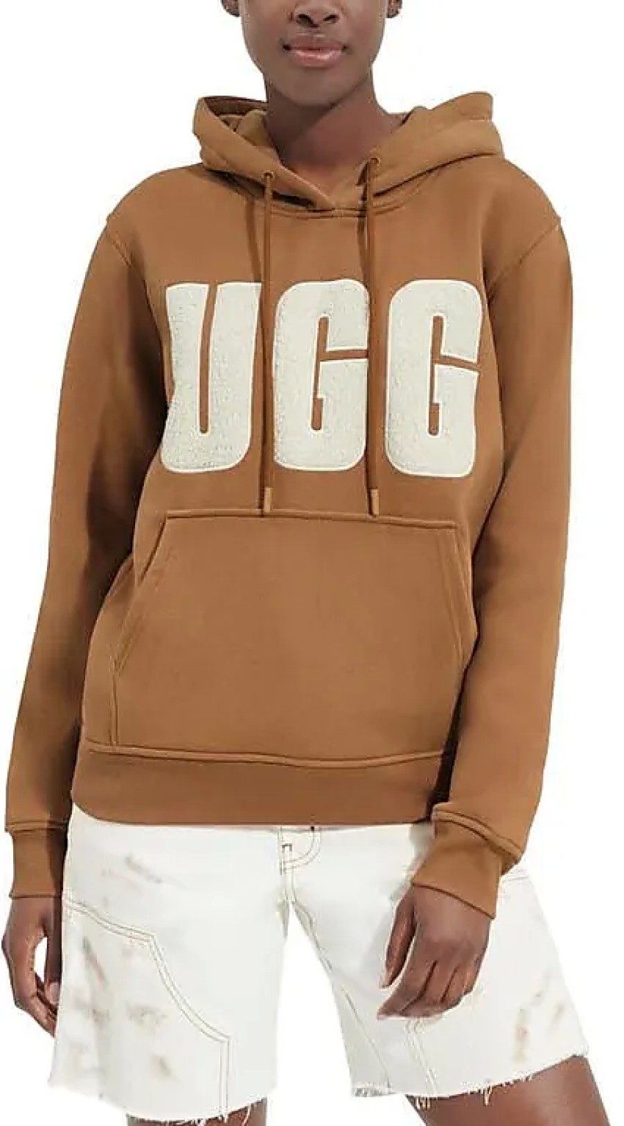 Femmes Alo Yoga Chandails | Ugg(R) Rey Fluffy Logo Sweat A Capuche En Chataigne/Platre Chez Nordstrom, Taille X-Small