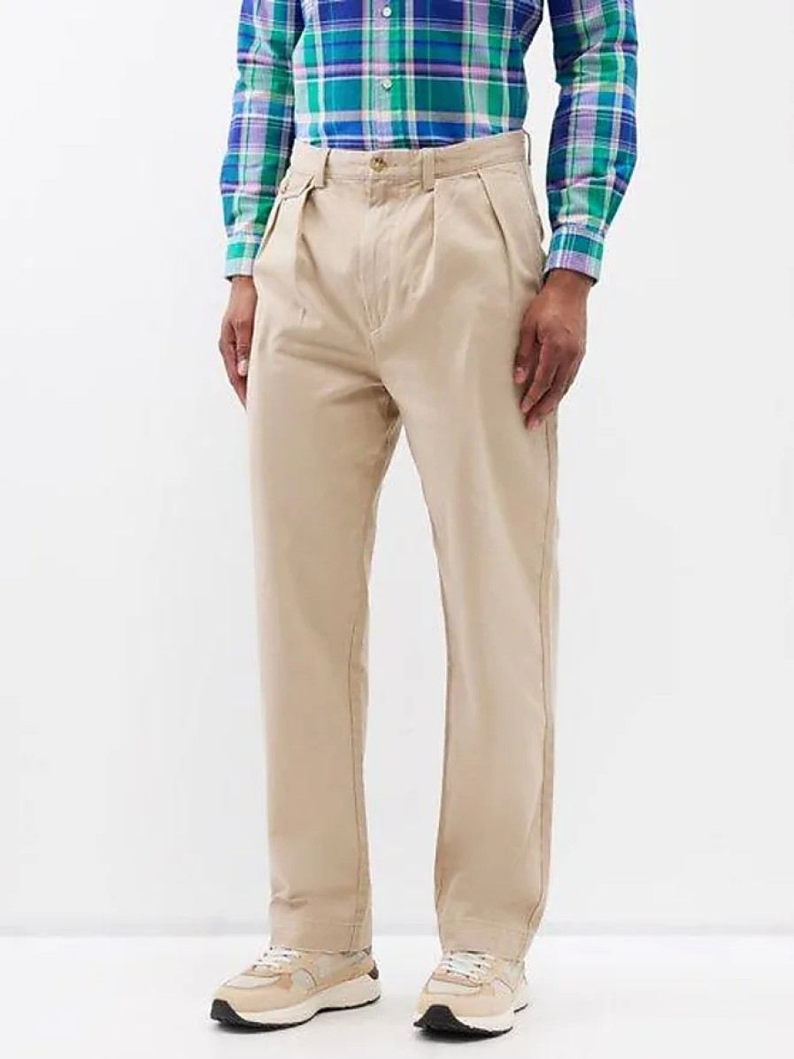 Hommes Luca Faloni Pantalon | Chino En Serge De Coton Plisse Whitman