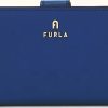 Femmes Prada Portefeuilles | Portefeuille Camelia Compact Blu Cobalto Bleu Cuir De Veau Souple Femme