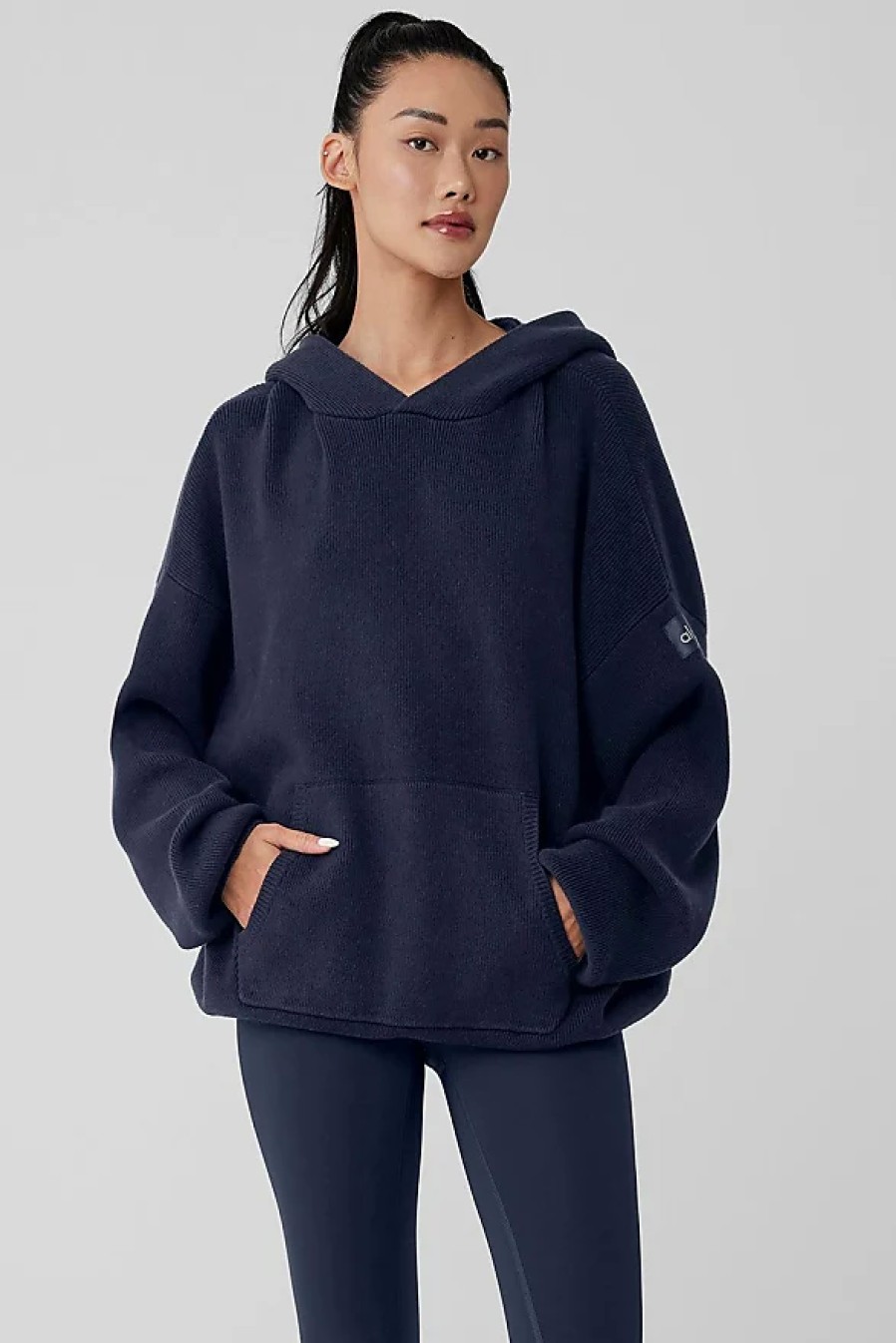 Femmes Sonia Rykiel Chandails | Sweat-Shirt A Capuche Scholar Dans Bleu Marine, Taille: Moyen | Alo Yogaae