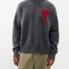 Hommes Luca Faloni Chandails | Ami - Pull En Laine Ami De Coeur-Logo - Hommes - Gris