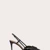 Femmes Balenciaga Chaussures D'Ete | Vlogo Signature Escarpin Slingback En Cuir Verni 80Mm Femme Noir 34.5