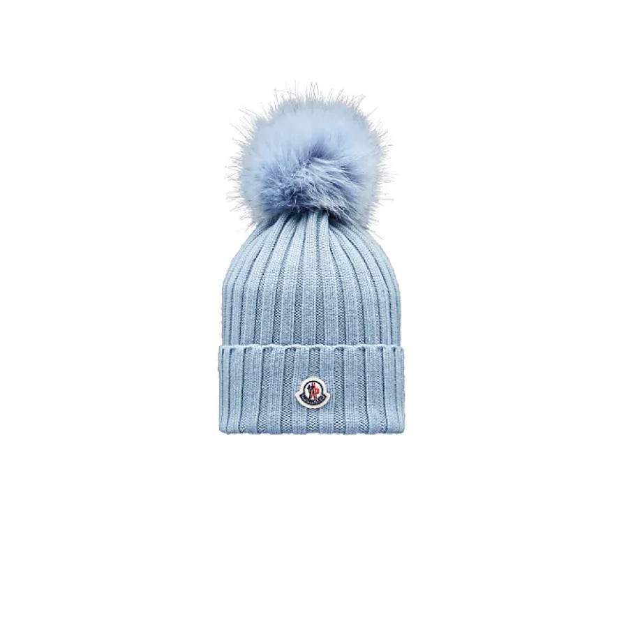 Femmes Boden Chapeaux D'Hiver | Bonnet En Laine Avec Pompon Bleu Taille Unique