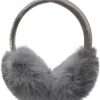 Femmes CC Cache-Oreilles | Cache-Oreilles Reglables En Fourrure De Lapin Veritable Pour Femmes Et Filles (Gris Fonce)