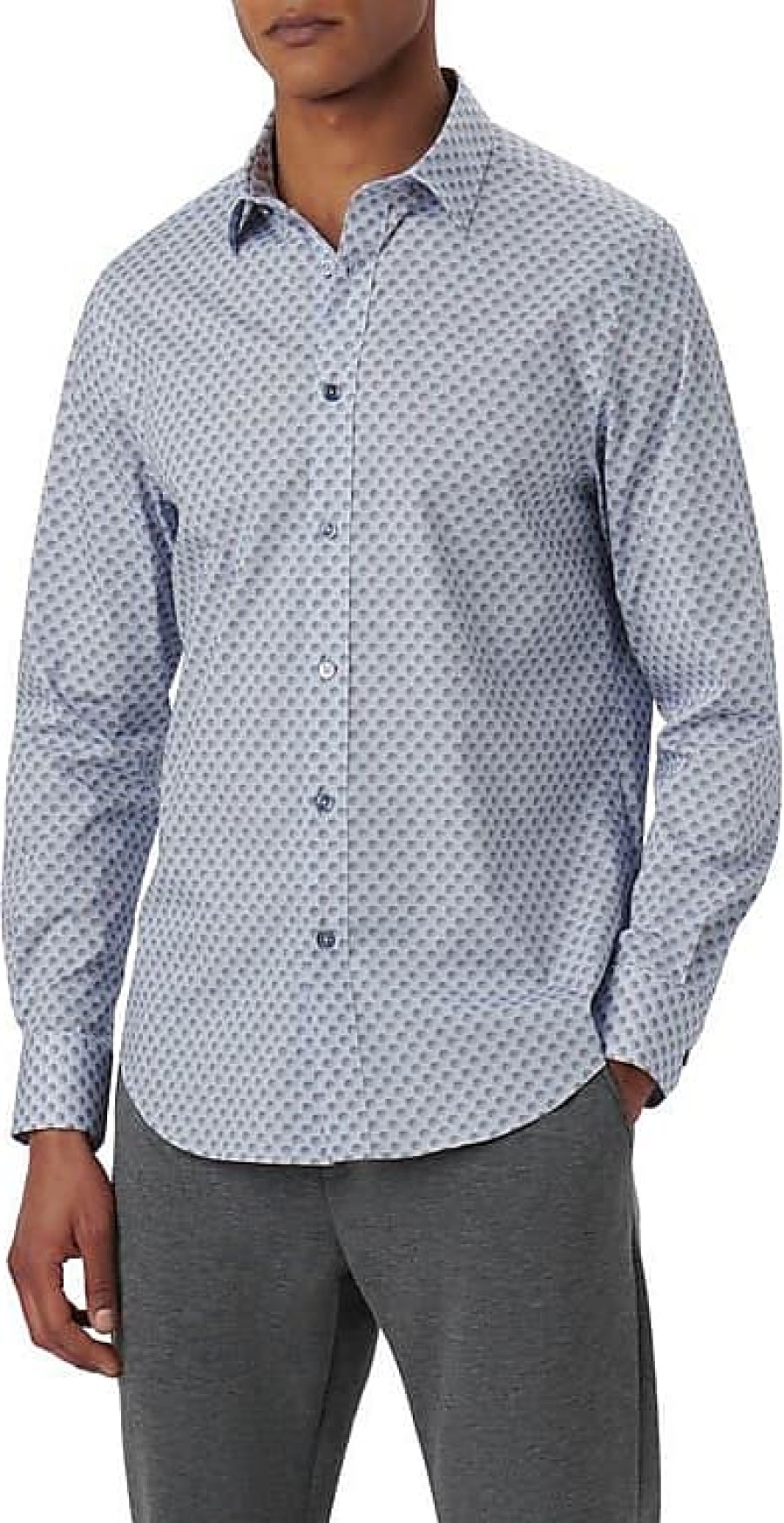 Hommes Luca Faloni Chemises | Chemise Boutonnee A Imprime A Pois Abstraits Julian Shaped Fit En Bleu Air Chez Nordstrom, Taille Xxx-Large